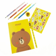 LINE FRIENDS zápisník ceruzka pastelky strúhadlo HNEDÁ