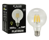 GLOB G95 E27 LED žiarovka 7,5W teplá 3000K 1055lm priehľadná POLUX