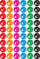 Motivačné nálepky likes LIKE farba pozadia 18mm 54ks