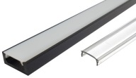 ČIERNY POVRCHOVÝ PVC PROFIL pre LED 1m + LAMPA