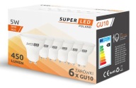 6x GU10 5W SuperLED 475lm 45W LED žiarovka