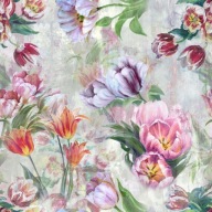 Nepremokavá látka Záhradné kvety tulipány 150cm