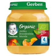 Gerber Bio dezert z jablka a broskyne Mousse 125g