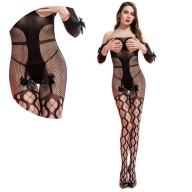 Bodystocking s mašličkami, otvorenými prsiami a rozkrokom