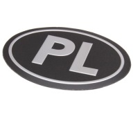 HLINÍKOVÝ ZNAK POĽSKO PL ČIERNA 3D NÁLEPKA