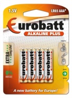 ALKALICKÉ PLUS BATÉRIE! 4ks EUROBATT AAA 1,5V LR03 R3 ALKALICKÝ SILNÝ