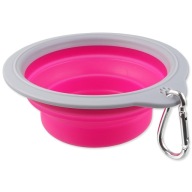 Skladacia cestovná miska pre psov, ružová S/M 0,3l