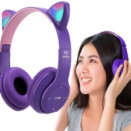 BEZDRÔTOVÉ SLÚCHADLÁ S MIKROFÓNOM FAREBNÉ LED MAČACIE UCHY PRE DETI