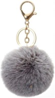 Bambuľová kožušinka KEYRING, kožušina na tašku, sivá kľúčenka, prívesok na tašku