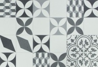 šírka 2 m ŠEDÝ PVC KOBEREC BINGO KOCKY PATCHWORK MOZAIKA BOHO ŠTÝLU