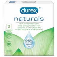 Tenké kondómy Durex Naturals navlhčené 3x
