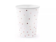 Poháre, bodky, biele, 260 ml, 6 ks [papier, narodeniny, párty].