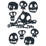 HALLOWEEN fólie NÁLEPKY čierne LEBKY lebky A4