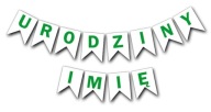 Garland Banner Vlajky Listy NARODENINY Meno zelené