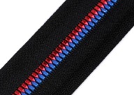 5 mm kocka zipsová páska, metrový zips, čierne, modré a červené zuby