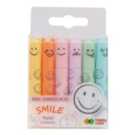 Mini Smile zvýrazňovače 6 pastelových farieb Happy Color 6 ks