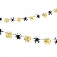 GARLAND PANNER pavúky pavučiny NA HALLOWEEN OZDOBY Z ČIERNEHO ZLATA DEKORÁCIE