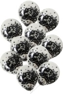 10 balónov s čiernymi konfetami Deep black CLEAR