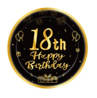 Jednorazové taniere 18. narodeniny HAPPY BIRTHDAY 23 cm 6ks PARTY