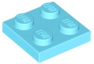LEGO TANIER 2X2 - STREDNE AZURET Č. 3022 - 10 KS.