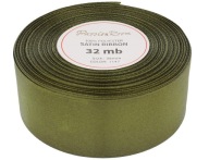 Ozdobná stuha saténová 38mm 32mb olivovo zelená