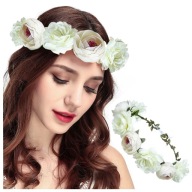 HEAD WIREW FLOWERS veľká biela čelenka BOHO