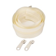 Páska na zips 5mm, špirála, vanilka, ecru, KRÉM, 1m + jazdca