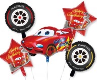 CARS fóliový balón CARS 1-99 narodeninové balóny HAPPY BIRTHDAY ZYGZAG 5 ks