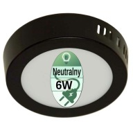 LED panelové svietidlo, prisadené stropné svietidlo, 6W, okrúhle, čierne