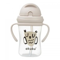 AKUKU Fľaša na vodu so slamkou SOWA 9m+, 300ml