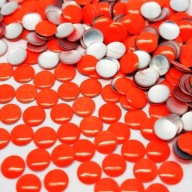 Termo trysky kovové okrúhle plakety oranžové 2mm 1000 ks