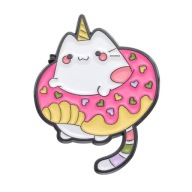 Roztomilé mačiatko Push Unicorn Donut Metal Pin