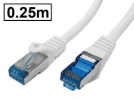Cat.6A PIMF prepojovací kábel tienený RJ45-RJ45 1:1 Cu AWG26 biely 0,25m