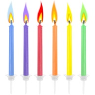 FAREBNÉ SVIEČKY narodeninové Magic FLAMES oheň na tortu 6 ks