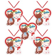Papierová MEDALIA Teddy BEAR DAY Plyšový palica Červená STUHA x5