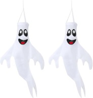 STRAŠIDLÁ ZÁVESNÁ DEKORÁCIA VIANOČNÝ HALLOWEEN DUCH BIELY 120X50CM 2 ks.