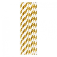 Papierové zlaté slamky 19,5 cm x 5 mm 10 ks.