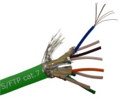 Krútený párový kábel FTP kategórie 7, zelený, 1m, Telegartner