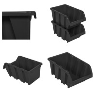 10 x odpadkový box dielenská garáž 80x115x60 mm Čierna