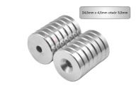 Neodymový magnet 25x5 okrúhly s 5 mm otvorom silný
