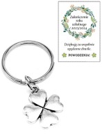Prívesok na kľúče Lucky Clover, strieborný, veľký, darček, školský darček