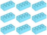 LEGO 3001 BRICK 2x4 azúrová pr. (20 g) 9 ks.