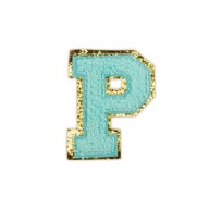 PATCH Písmo azúrové, veľké PÍSMENO P, trblietavé modré