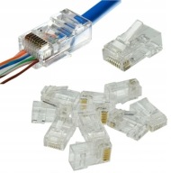 10x Konektor s konektorom RJ-45 Priechod RJ kategórie 5 na kábel Twisted Pair LAN UTP