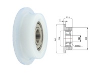 Plastová rolka s priemerom príruby 45mm, priemer 10mm