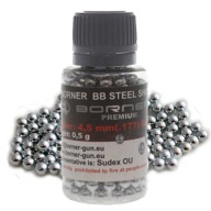 Oceľová BB ​​guľa pre vzduchové zbrane Borner Silver, kal. 4,46 mm, 250 kusov