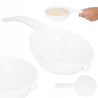 Biely kuchynský cedník s rukoväťou, kvalitný, univerzálny materiál