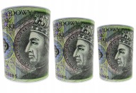 CIN, KOVOVÉ PRASIATKO, SÚPRAVA PEŇAZÍ, NOMINÁLNA, PLN BANKOVKA, 3 ks.