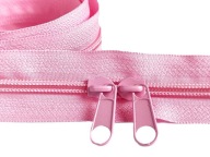 Špirálová páska na zips 5 mm na meter SVETLO RUŽOVÁ 1 meter + 2 zipsy