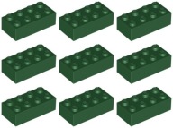 LEGO 3001 BRICK 2x4 tmavozelená (20g) 9 ks.